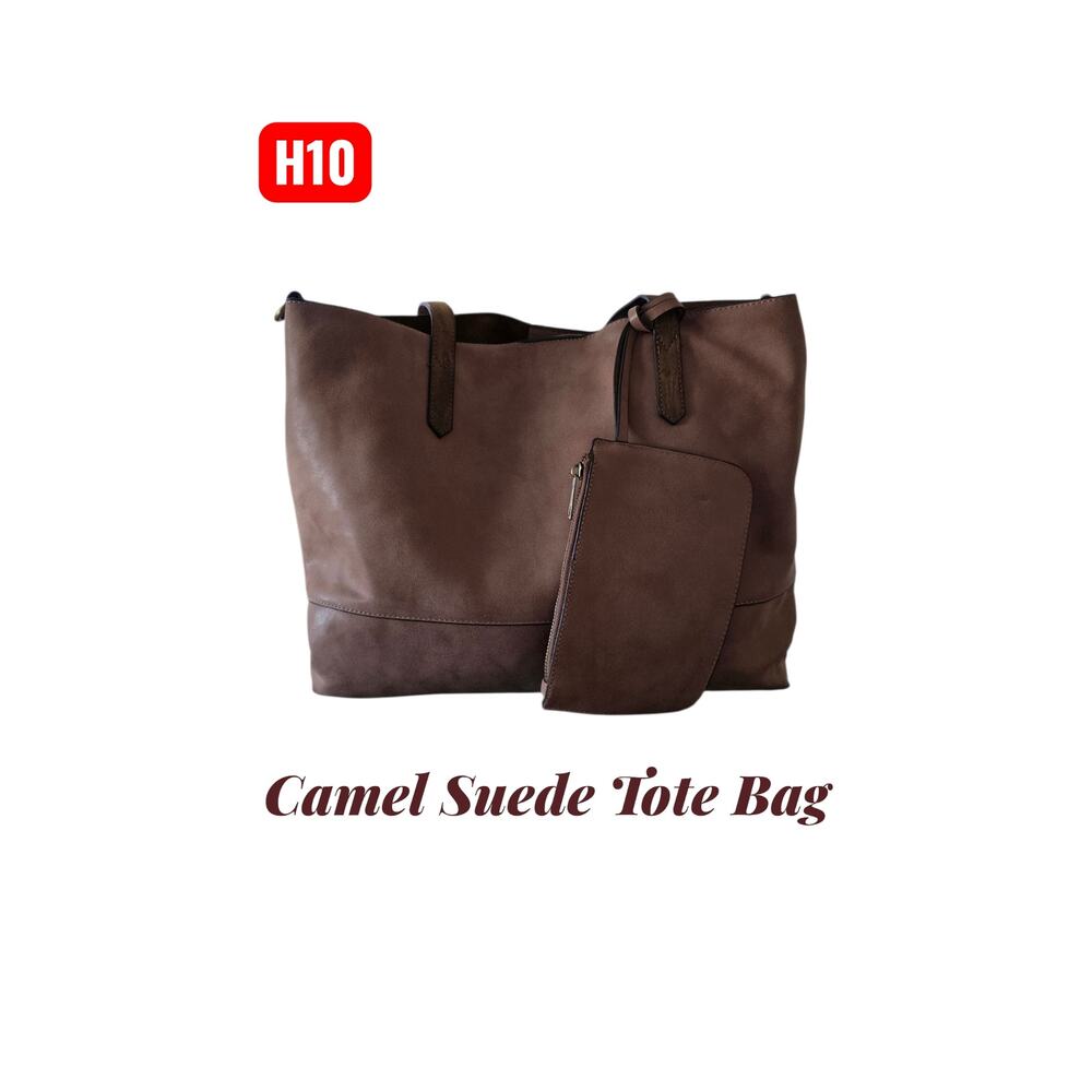 H10   * Susan Joy Camel Suede Tote Bag